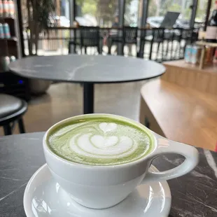 Matcha latte with lavender syrup