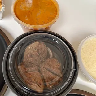 Rosemary garlic lamb and tikka masala chicken