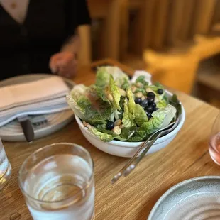 farm greens salad with summer fruits