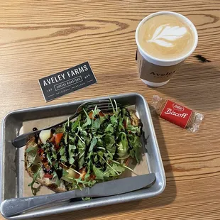 Caprese toast and Cookie Butter Latte