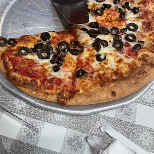 Olive pizza was good. Should have put more toppings