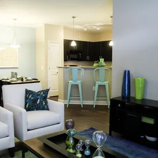 Living room and bar area