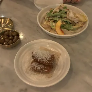 Insalata salad, Suppli Al Telefono ( like Arancini )