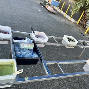 outside, sushi and sashimi