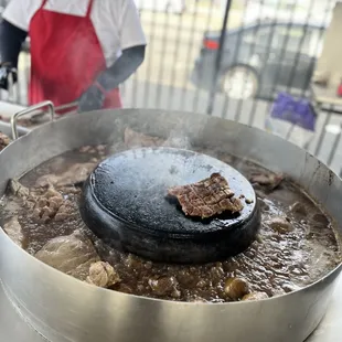 Juicy meats simmering