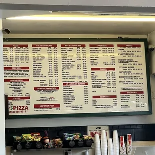 Menu board as of 10/2023