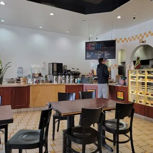 Inside at the counter