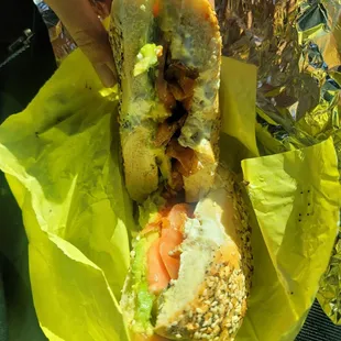 Main Street Breakfast Sandwich on an everything bagel