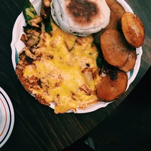 Veggie omelette open faced