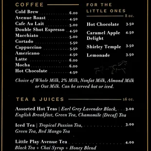 Avenue Brew Menu