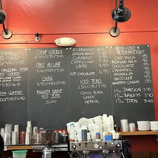 menus on a chalkboard