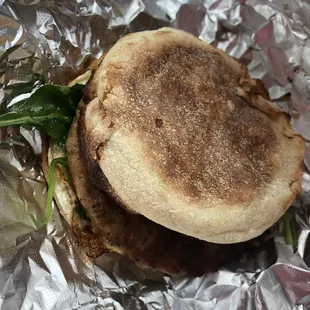 a sandwich wrapped in tin foil