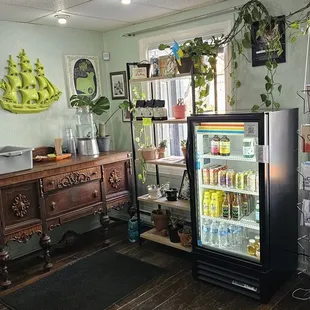 Cold grab and go beverages and greeting cards