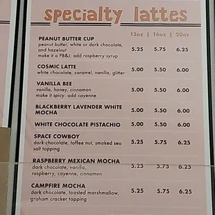 Specialty Drink Menu