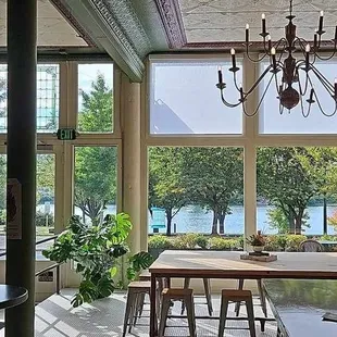 Restaurant storefront from inside