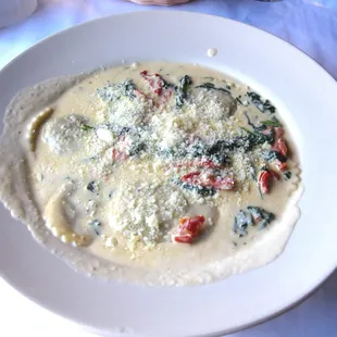 Ravioli Di Funghi, $19 (wild mushroom ravioli with marsala cream sauce, spinach &amp; sun dried tomato)