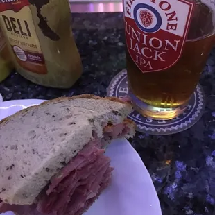 Pastrami sandwich on happy hour, $6. Completely worth it.