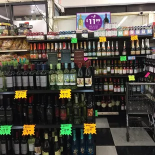 a variety of alcohols and beverages