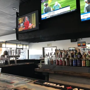 Large bar with a nice selection of beer on tap
