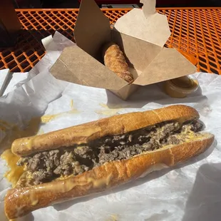 Cheesesteak with wiz. Cheesesteak egg roll