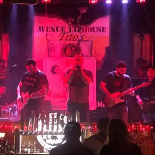 a band performing on stage