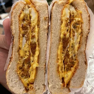 Chorizo, Eggs and Cheese on a roll