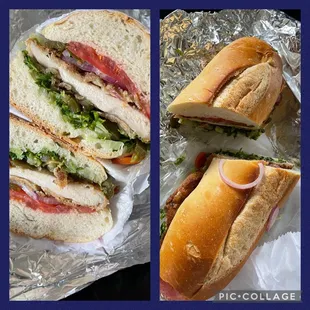 Chicken Cutlet Sandwich. Monster sandwich! Lettuce, tomato, onion jalapeño, oil and vinegar. Delicious