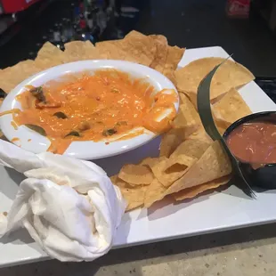 Queso and chips. Gross
