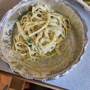 Fettuccini Alfredo straight after taking the lid off.