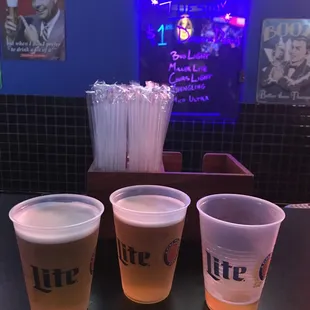 three cups of beer