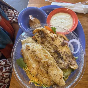 Grouper over a salad