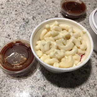 Side of macaroni salad vs bbq sauce condiment lol