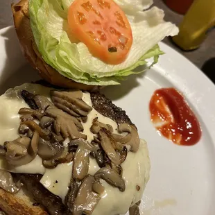 Mushroom Swiss burger (my way without onions and pickle)