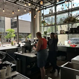 two people in a coffee shop