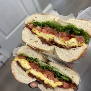 Egg, lettuce, tomato bacon and Bagel