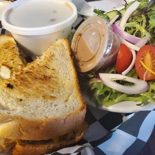 Brisket melt with a side salad