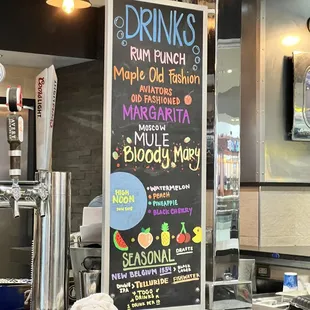 Drinks menu April 2023