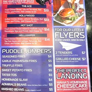 Sandwiches, Sides, deserts