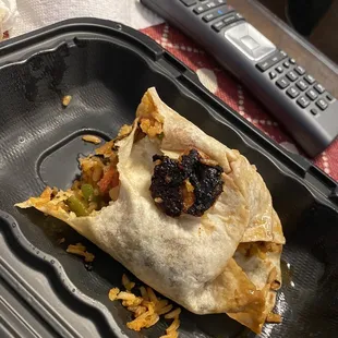 Burnt shrimp in $20 shrimp burrito