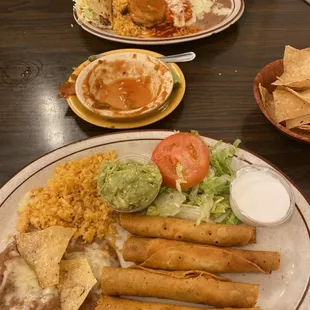 Ground Beef Taco, Cheese Chile Relleno &amp; Cheese Enchilada (Combo 2) and Flautas Entree (No 20)