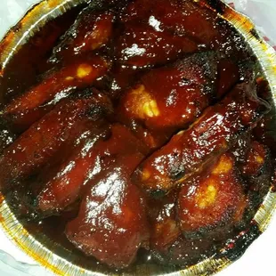 Bbq pork ribs are extra saucy