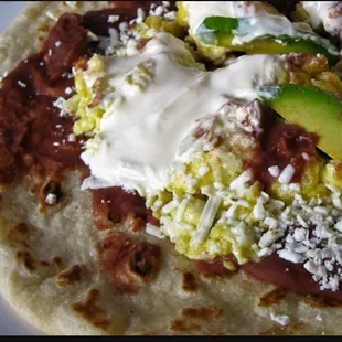 Baleada appetizer hand made tortilla w all the fixins try la super baleada!!