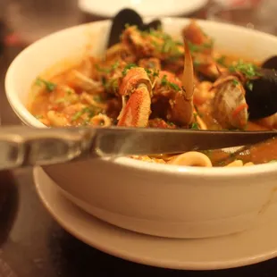 a bowl of seafood stew
