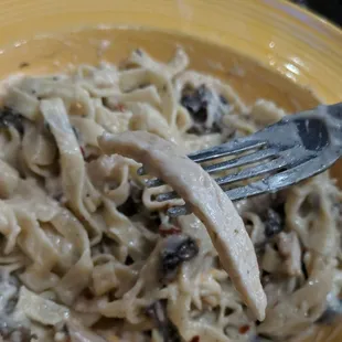 The chicken in the  Fettuccine Alfredo