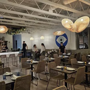 Comfortable artsy dining area.