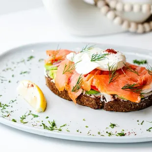 Avo salmon poached egg toast