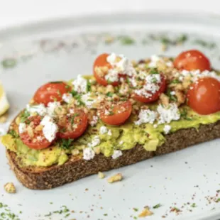 Avo feta walnut toast