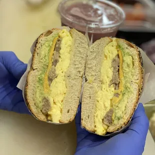 #7 on a bagel with sausage