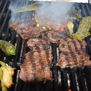 skirt steak Tacos, Cactus, onion, jalapeno