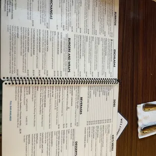 a menu on a table